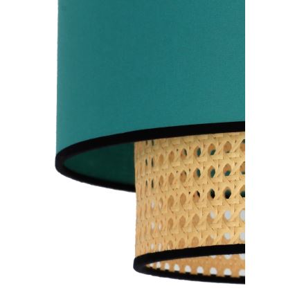 Duolla - Lampadario a sospensione con filo BOHO 1xE27/15W/230V diametro 45 cm turchese/rattan