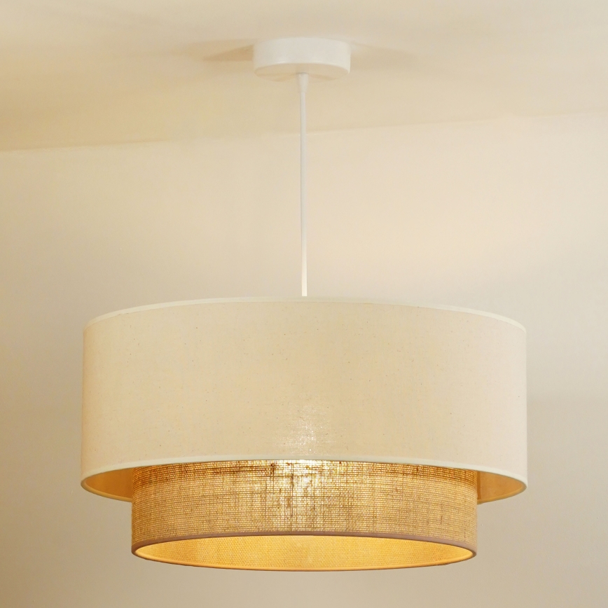 Duolla - Lampadario a sospensione con filo BOHO 1xE27/15W/230V diametro 60 cm beige/marrone