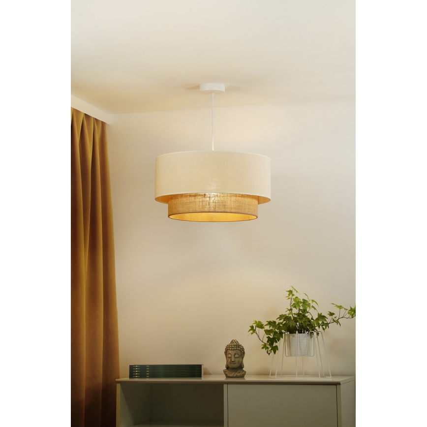 Duolla - Lampadario a sospensione con filo BOHO 1xE27/15W/230V diametro 60 cm beige/marrone
