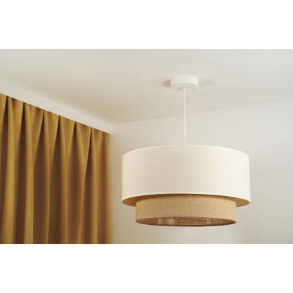 Duolla - Lampadario a sospensione con filo BOHO 1xE27/15W/230V diametro 60 cm beige/marrone