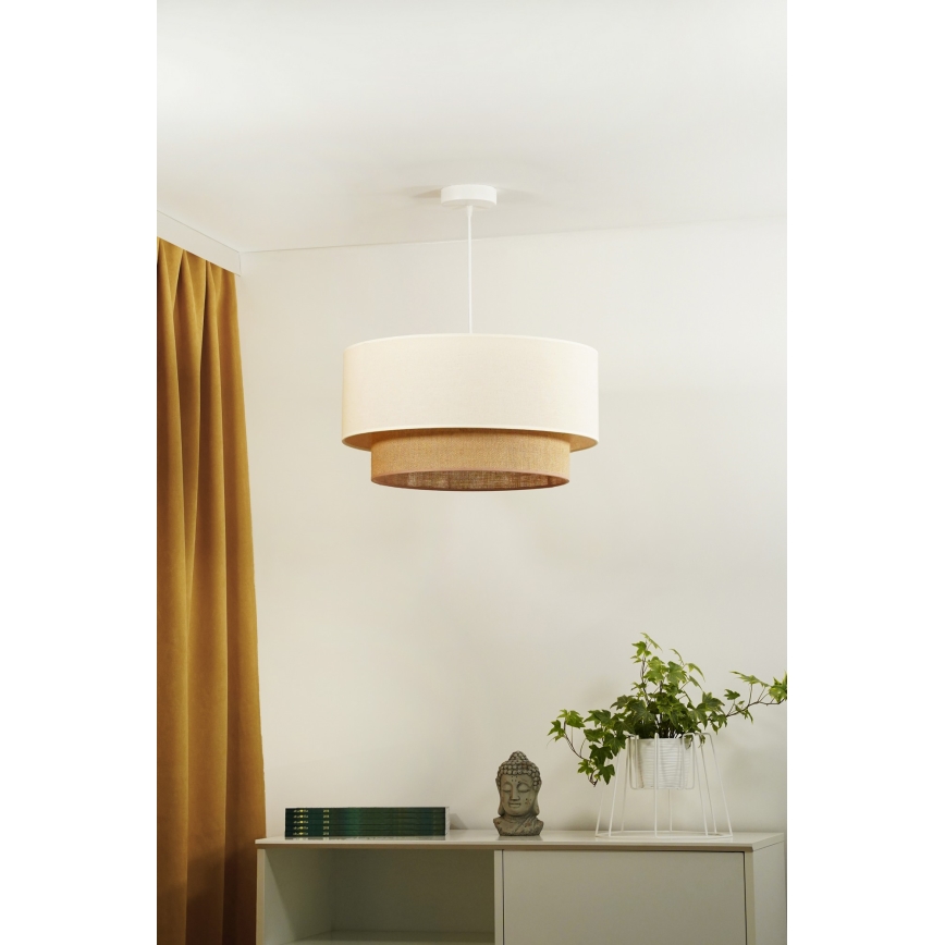 Duolla - Lampadario a sospensione con filo BOHO 1xE27/15W/230V diametro 60 cm beige/marrone