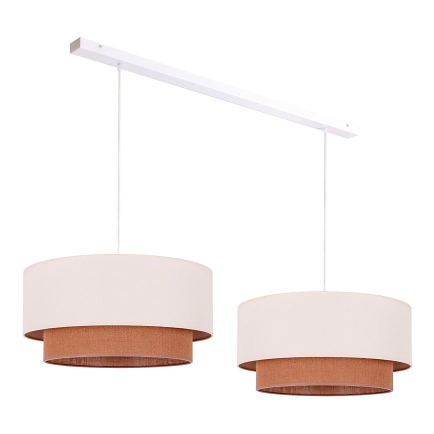 Duolla - Lampadario a sospensione con filo BOHO 2xE27/15W/230V beige/marrone