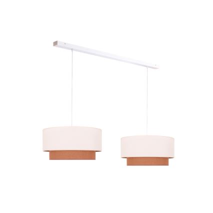 Duolla - Lampadario a sospensione con filo BOHO 2xE27/15W/230V beige/marrone