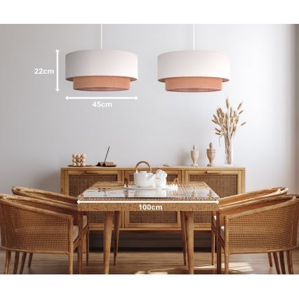 Duolla - Lampadario a sospensione con filo BOHO 2xE27/15W/230V beige/marrone