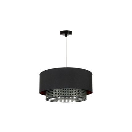 Duolla - Lampadario a sospensione con filo BOHO RATTAN 1xE27/15W/230V diametro 45 cm nero