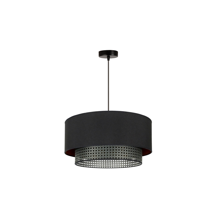 Duolla - Lampadario a sospensione con filo BOHO RATTAN 1xE27/15W/230V diametro 45 cm nero