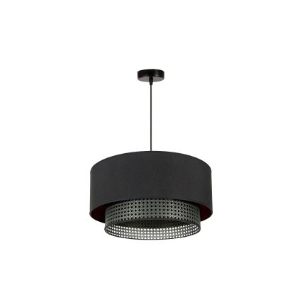 Duolla - Lampadario a sospensione con filo BOHO RATTAN 1xE27/15W/230V diametro 45 cm nero