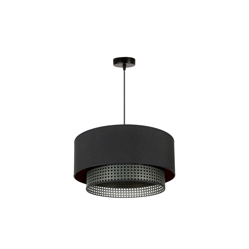 Duolla - Lampadario a sospensione con filo BOHO RATTAN 1xE27/15W/230V diametro 45 cm nero