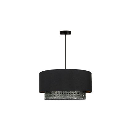 Duolla - Lampadario a sospensione con filo BOHO RATTAN 1xE27/15W/230V diametro 45 cm nero