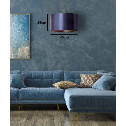 Duolla - Lampadario a sospensione con filo CANNES 1xE27/15W/230V diametro 45 cm blu/rame