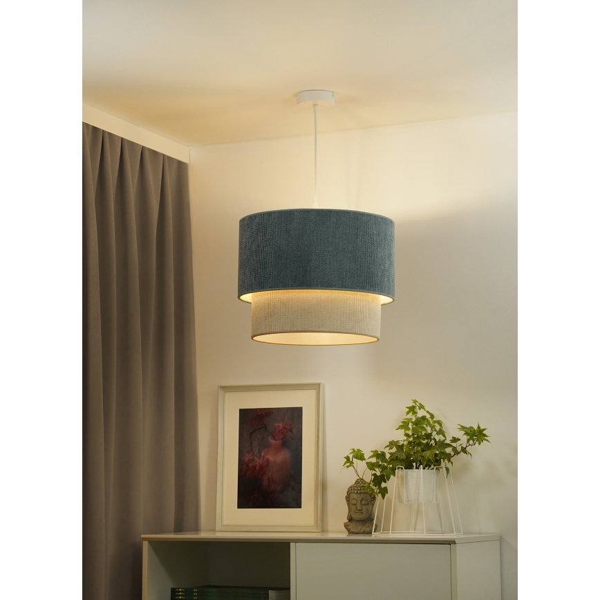 Duolla - Lampadario a sospensione con filo CORDUROY 1xE27/15W/230V diametro 40 cm blu/beige