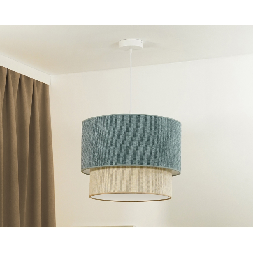 Duolla - Lampadario a sospensione con filo CORDUROY 1xE27/15W/230V diametro 40 cm blu/beige