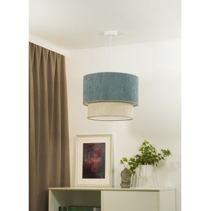 Duolla - Lampadario a sospensione con filo CORDUROY 1xE27/15W/230V diametro 40 cm blu/beige