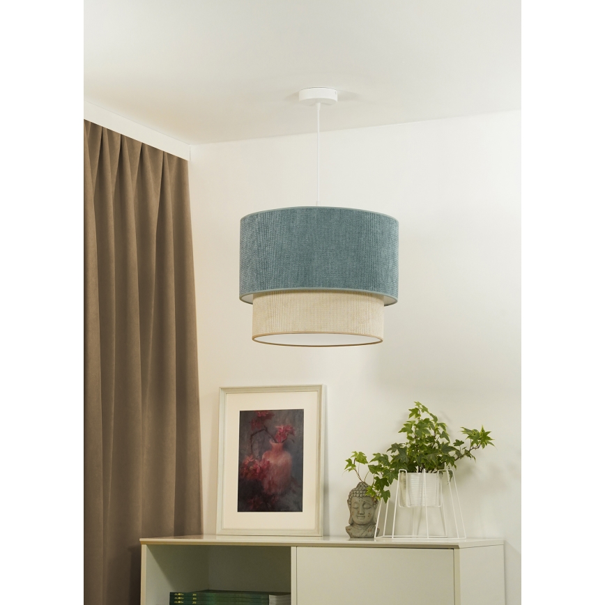 Duolla - Lampadario a sospensione con filo CORDUROY 1xE27/15W/230V diametro 40 cm blu/beige