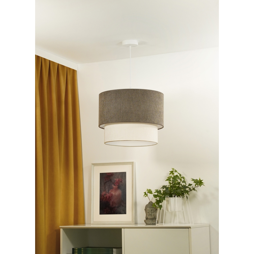 Duolla - Lampadario a sospensione con filo CORDUROY 1xE27/15W/230V diametro 40 cm marrone/color crema