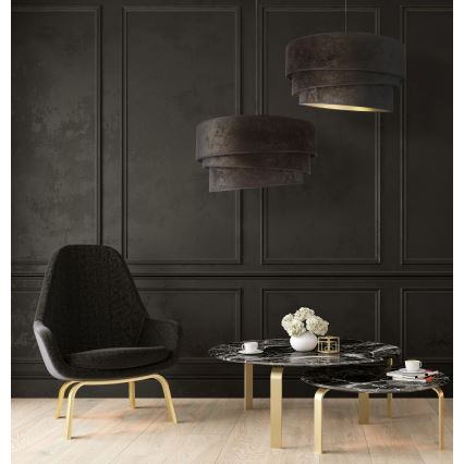 Duolla - Lampadario a sospensione con filo DEVON 1xE27/40W/230V diametro 45 cm nero/oro