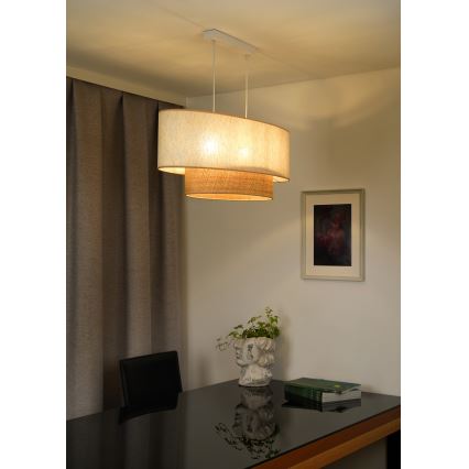 Duolla - Lampadario a sospensione con filo DOUBLE OVAL NATURE 2xE27/15W/230V color crema/beige