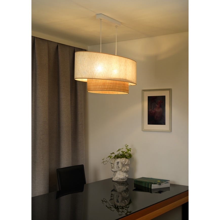 Duolla - Lampadario a sospensione con filo DOUBLE OVAL NATURE 2xE27/15W/230V color crema/beige