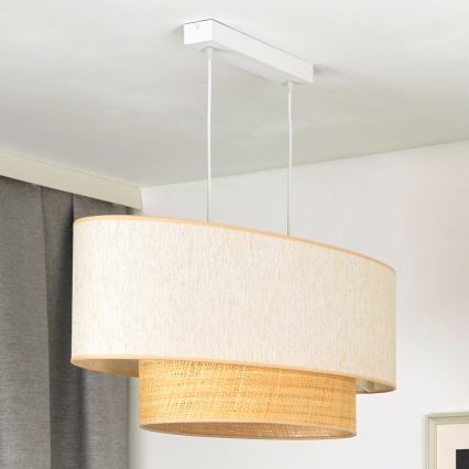 Duolla - Lampadario a sospensione con filo DOUBLE OVAL NATURE 2xE27/15W/230V color crema/beige