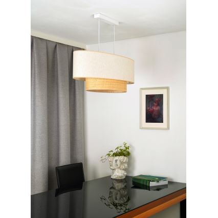 Duolla - Lampadario a sospensione con filo DOUBLE OVAL NATURE 2xE27/15W/230V color crema/beige