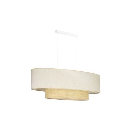 Duolla - Lampadario a sospensione con filo DOUBLE OVAL NATURE 2xE27/15W/230V color crema/beige