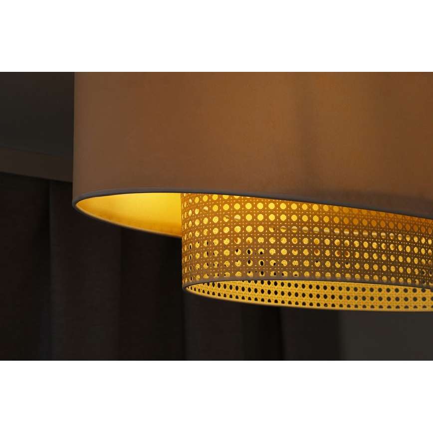 Duolla - Lampadario a sospensione con filo DOUBLE OVAL RATTAN 2xE27/15W/230V color crema/rattan