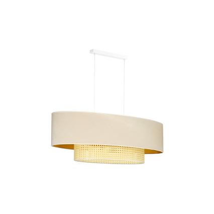 Duolla - Lampadario a sospensione con filo DOUBLE OVAL RATTAN 2xE27/15W/230V color crema/rattan