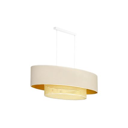 Duolla - Lampadario a sospensione con filo DOUBLE OVAL RATTAN 2xE27/15W/230V color crema/rattan