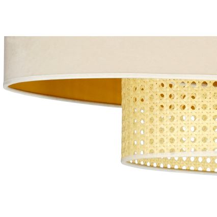 Duolla - Lampadario a sospensione con filo DOUBLE OVAL RATTAN 2xE27/15W/230V color crema/rattan