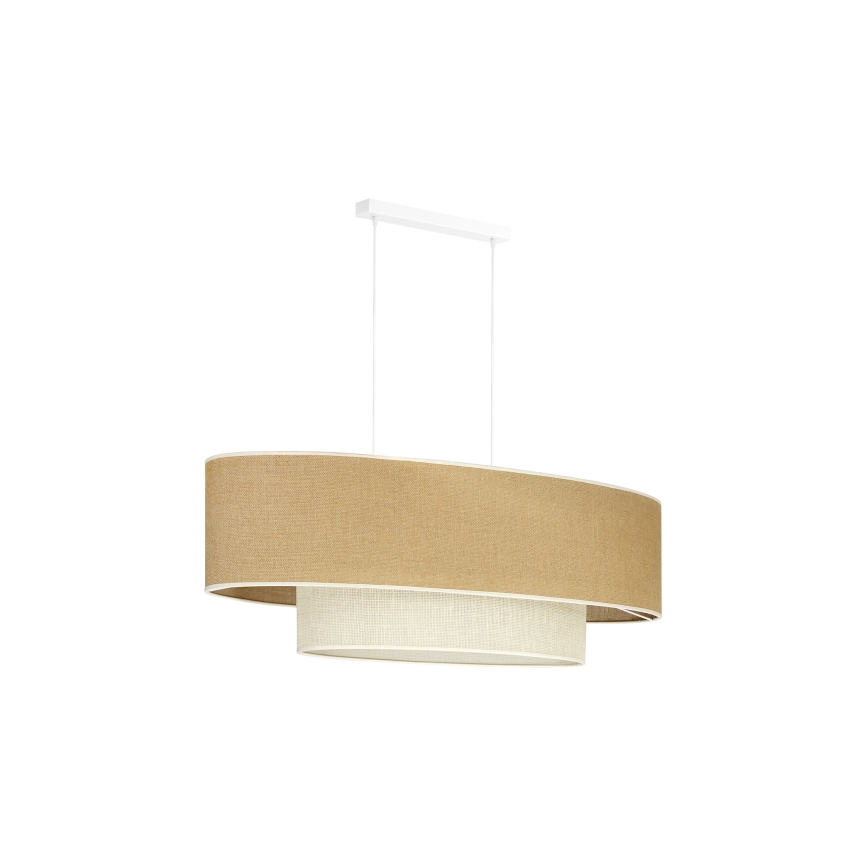 Duolla - Lampadario a sospensione con filo DOUBLE OVAL YUTE 2xE27/15W/230V marrone/color crema