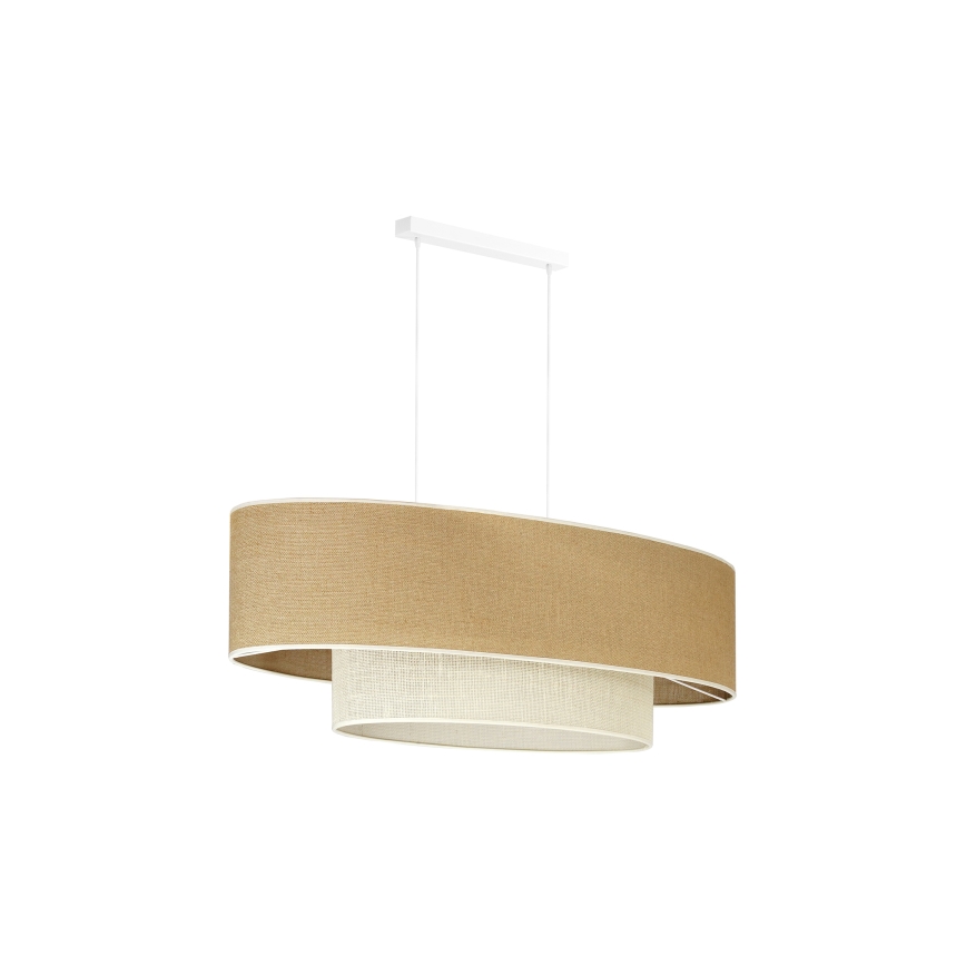 Duolla - Lampadario a sospensione con filo DOUBLE OVAL YUTE 2xE27/15W/230V marrone/color crema