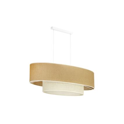 Duolla - Lampadario a sospensione con filo DOUBLE OVAL YUTE 2xE27/15W/230V marrone/color crema