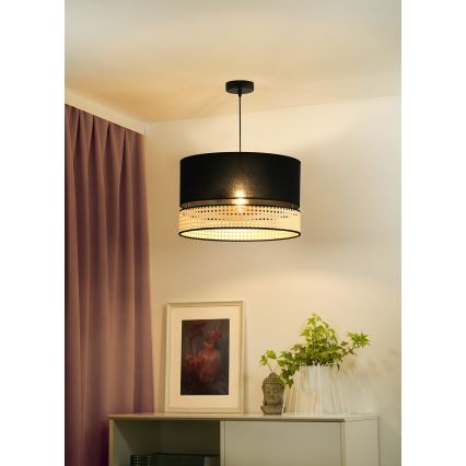 Duolla - Lampadario a sospensione con filo DOUBLE RATTAN 1xE27/15W/230V diametro 40 cm nero/beige