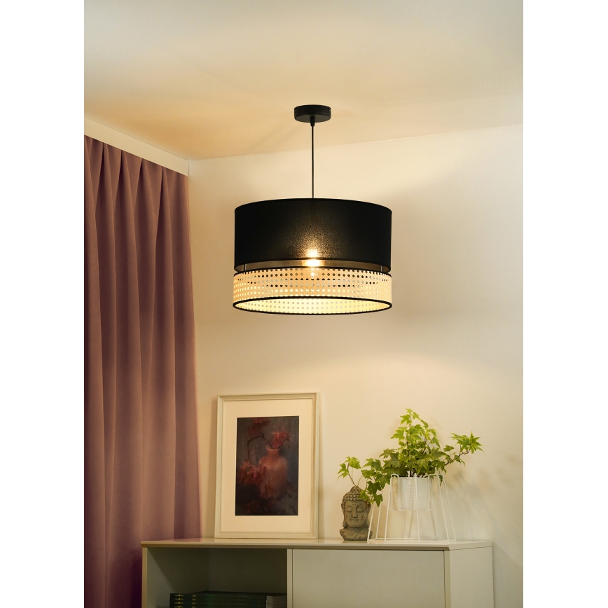 Duolla - Lampadario a sospensione con filo DOUBLE RATTAN 1xE27/15W/230V diametro 40 cm nero/beige