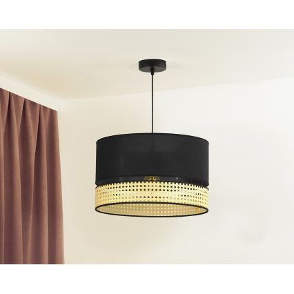 Duolla - Lampadario a sospensione con filo DOUBLE RATTAN 1xE27/15W/230V diametro 40 cm nero/beige