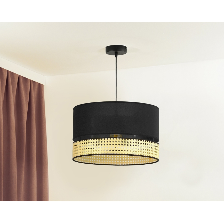Duolla - Lampadario a sospensione con filo DOUBLE RATTAN 1xE27/15W/230V diametro 40 cm nero/beige