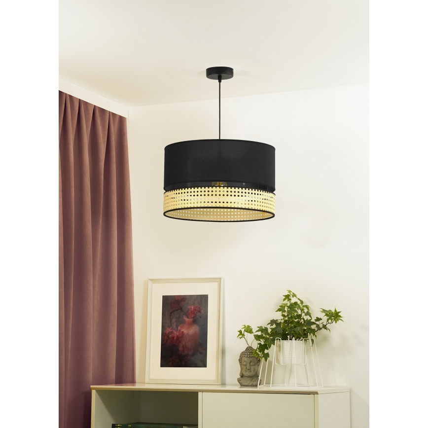 Duolla - Lampadario a sospensione con filo DOUBLE RATTAN 1xE27/15W/230V diametro 40 cm nero/beige