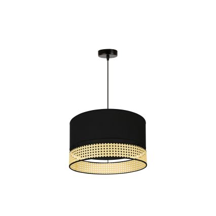 Duolla - Lampadario a sospensione con filo DOUBLE RATTAN 1xE27/15W/230V diametro 40 cm nero/beige