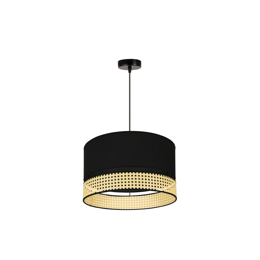 Duolla - Lampadario a sospensione con filo DOUBLE RATTAN 1xE27/15W/230V diametro 40 cm nero/beige