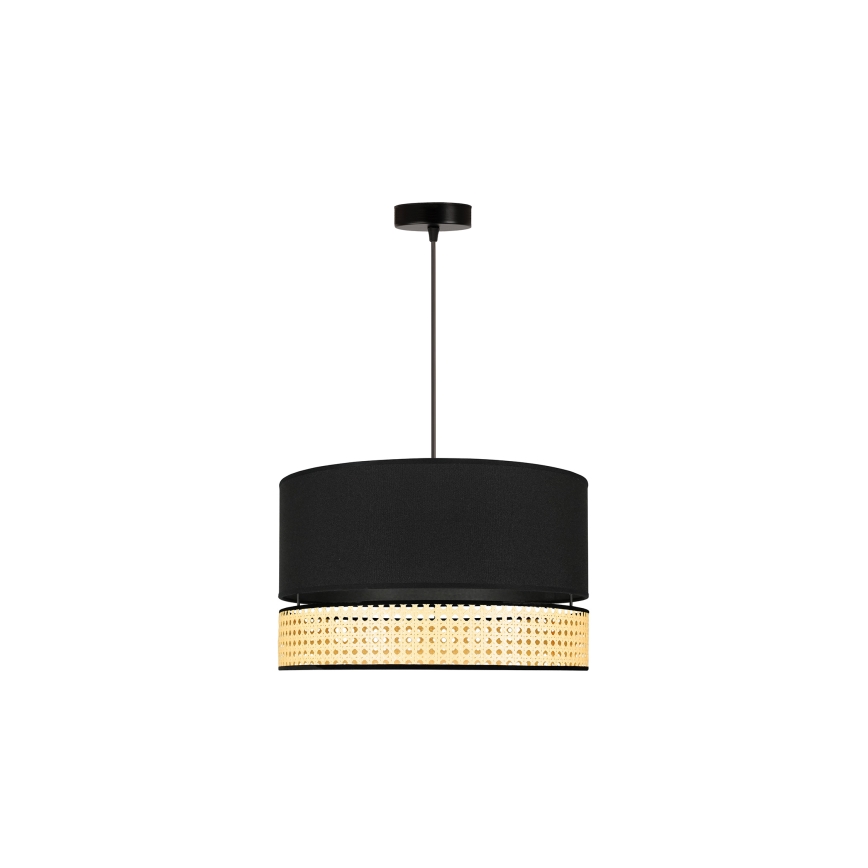 Duolla - Lampadario a sospensione con filo DOUBLE RATTAN 1xE27/15W/230V diametro 40 cm nero/beige