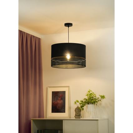 Duolla - Lampadario a sospensione con filo DOUBLE RATTAN 1xE27/15W/230V diametro 40 cm nero