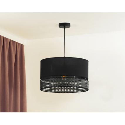Duolla - Lampadario a sospensione con filo DOUBLE RATTAN 1xE27/15W/230V diametro 40 cm nero