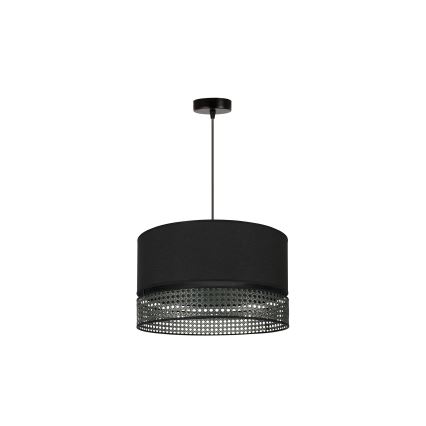 Duolla - Lampadario a sospensione con filo DOUBLE RATTAN 1xE27/15W/230V diametro 40 cm nero