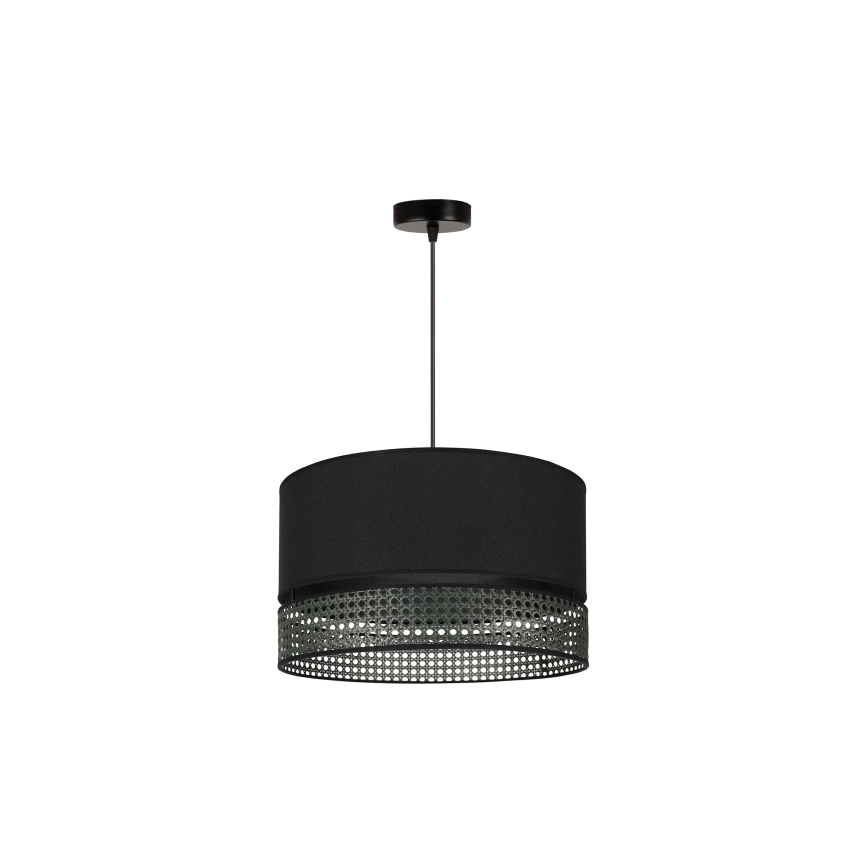 Duolla - Lampadario a sospensione con filo DOUBLE RATTAN 1xE27/15W/230V diametro 40 cm nero