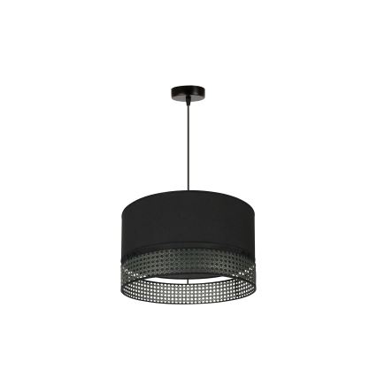 Duolla - Lampadario a sospensione con filo DOUBLE RATTAN 1xE27/15W/230V diametro 40 cm nero