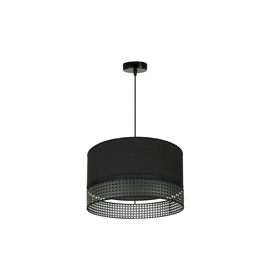 Duolla - Lampadario a sospensione con filo DOUBLE RATTAN 1xE27/15W/230V diametro 40 cm nero