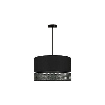 Duolla - Lampadario a sospensione con filo DOUBLE RATTAN 1xE27/15W/230V diametro 40 cm nero