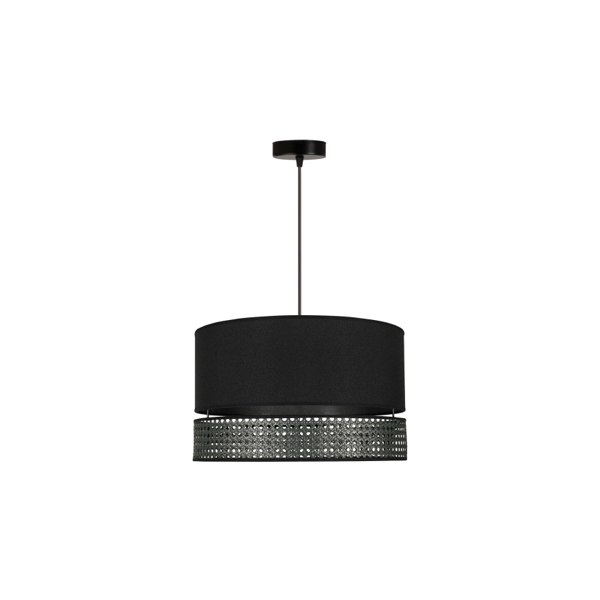 Duolla - Lampadario a sospensione con filo DOUBLE RATTAN 1xE27/15W/230V diametro 40 cm nero