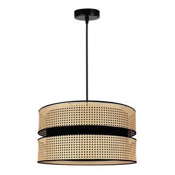 Duolla - Lampadario a sospensione con filo DUO 1xE27/15W/230V diametro 40 cm rattan/nero