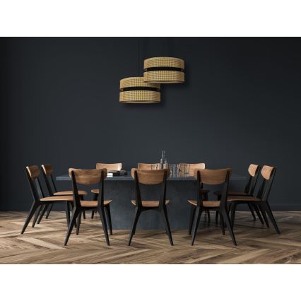 Duolla - Lampadario a sospensione con filo DUO 1xE27/15W/230V diametro 40 cm rattan/nero